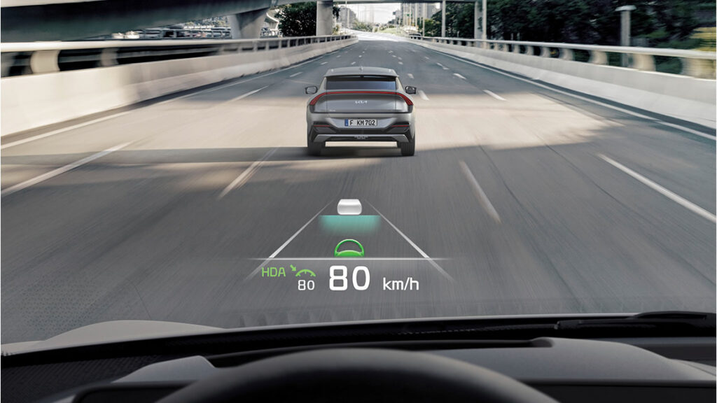 Innenansicht des Head Up Displays im KIA EV6